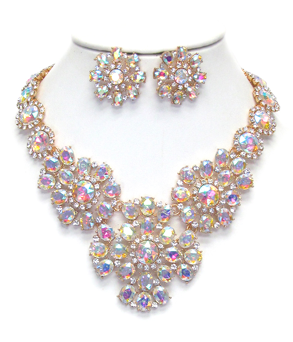 Luxury class victorian style and austrian glass chunky party necklace set