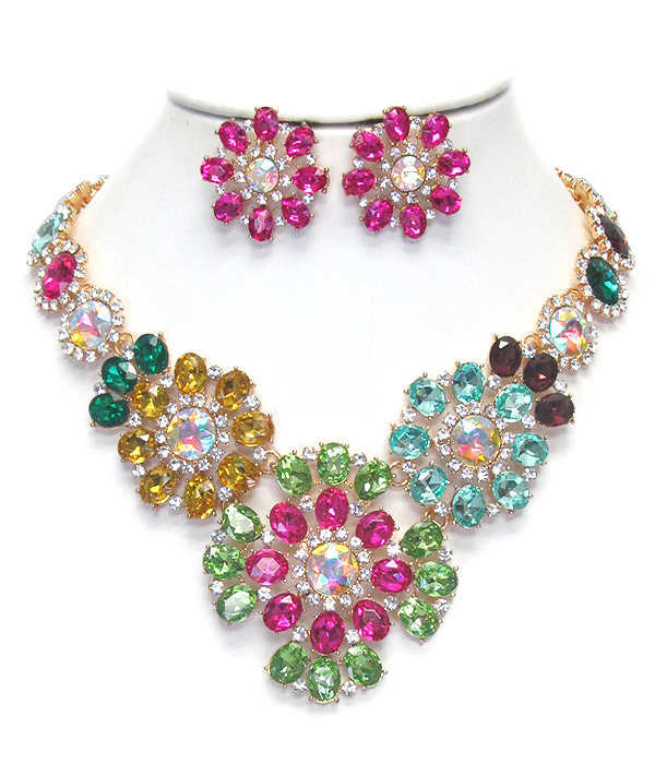 Luxury class victorian style and austrian glass chunky party necklace set