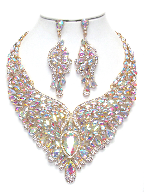 Luxury class victorian style and austrian glass chunky party necklace set