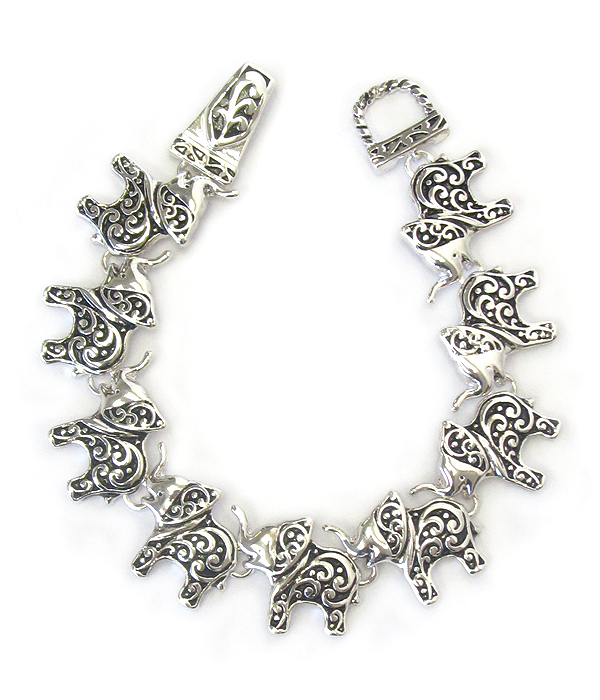 Multi elephant link magnetic bracelet