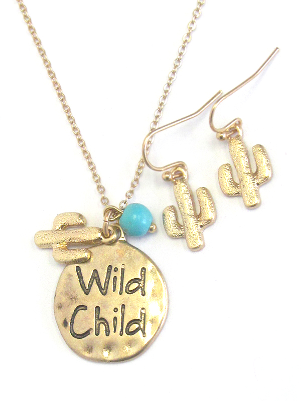 Southern country style disk pendant necklace set - wild child