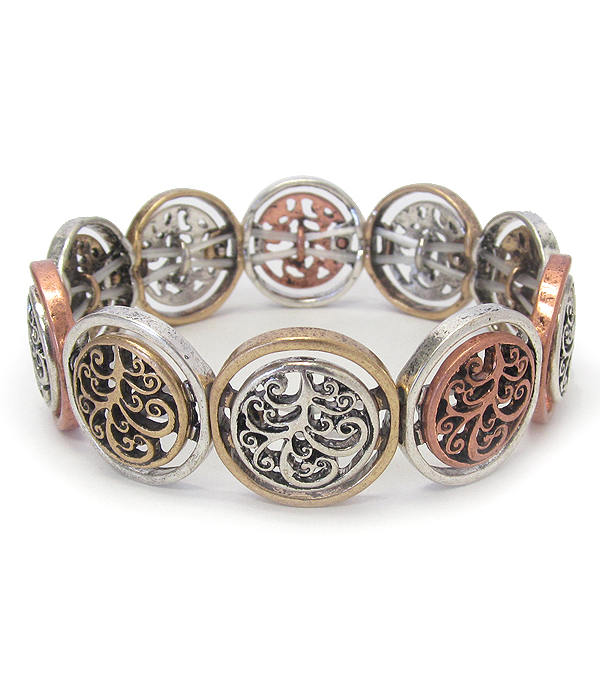 VINTAGE METAL STRETCH BRACELET - TREE OF LIFE