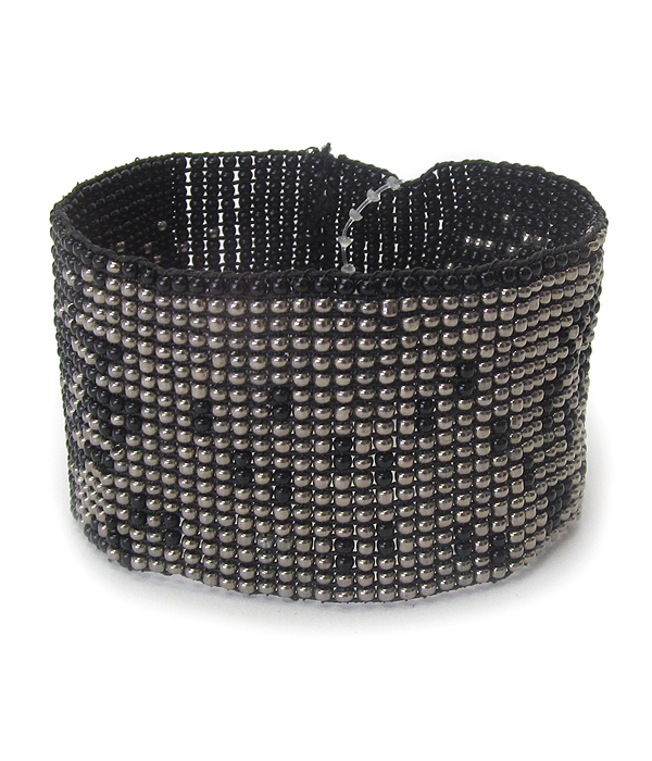 Hand made multi seed bead stretch bracelet