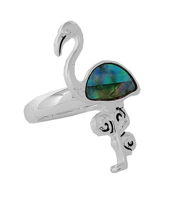 TROPICAL THEME ABALONE STRETCH RING - FLAMINGO