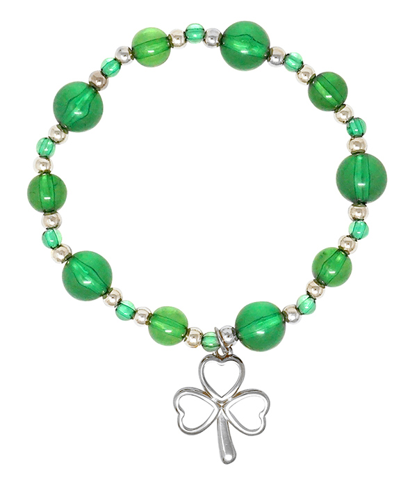 SAINT PATRICK DAY THEME STRETCH BRACELET - CLOVER