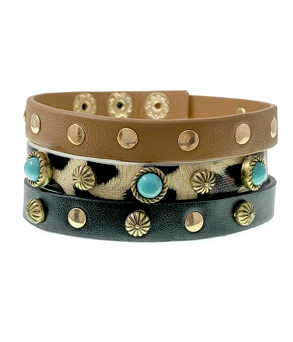 Western theme triple bracelet set