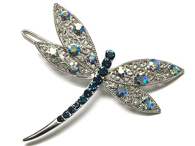Crystal dragonfly hair pin
