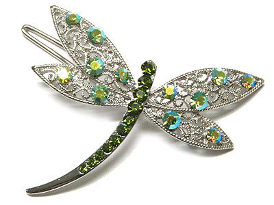 Crystal dragonfly hair pin