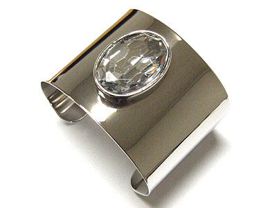 Metal cuff bangle with glass eye