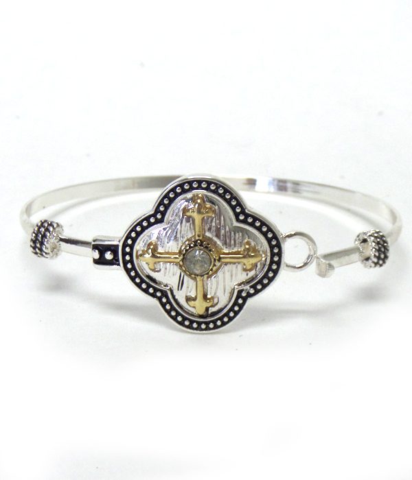 Textured metal hook metal bangle bracelet