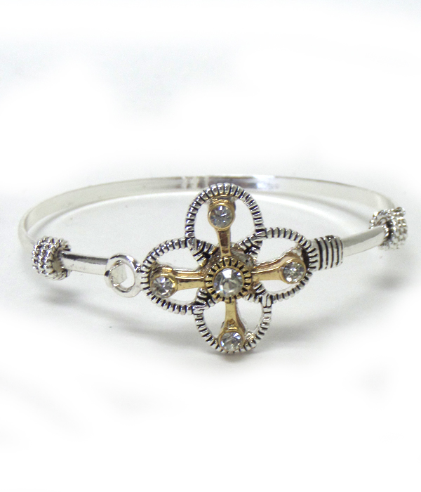 Textured metal hook metal bangle bracelet