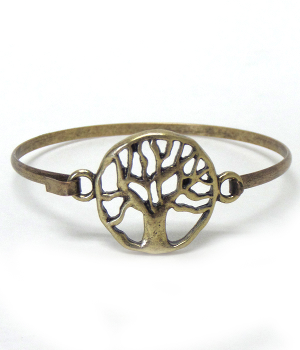 Tree of life metal hook bangle bracelet