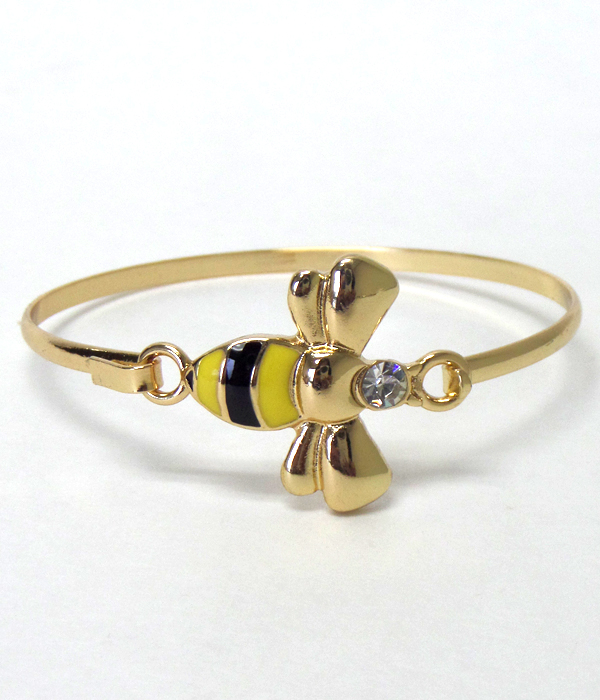 Bee metal hook bangle bracelet
