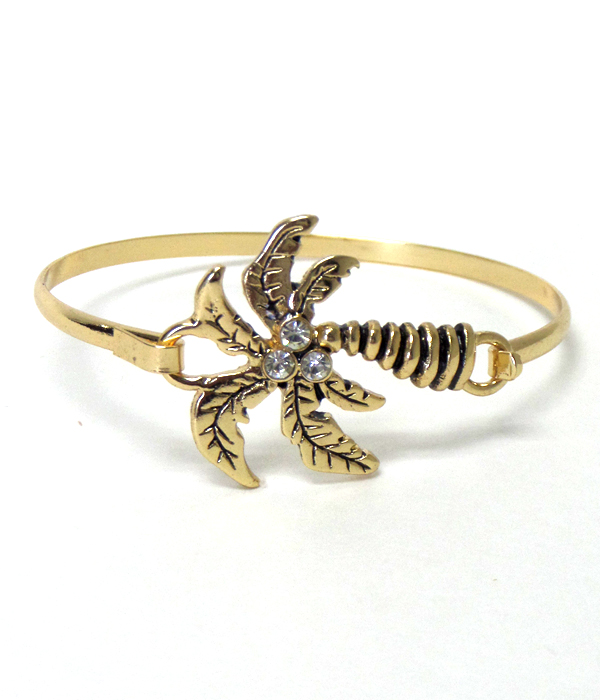 Palm tree metal hook bangle bracelet 