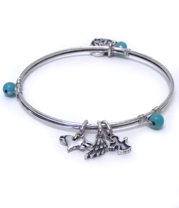Angel theme charm bangle bracelet
