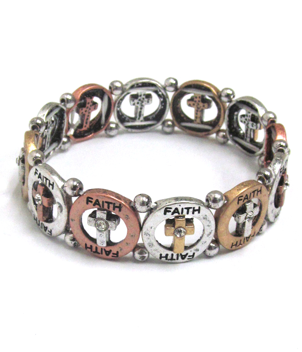 Multi metal faith bracelet