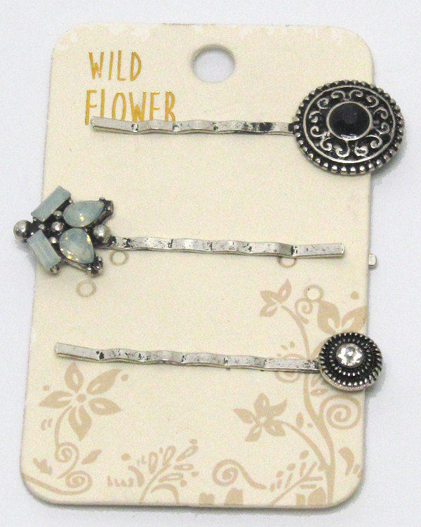 Textured metal hair pin set