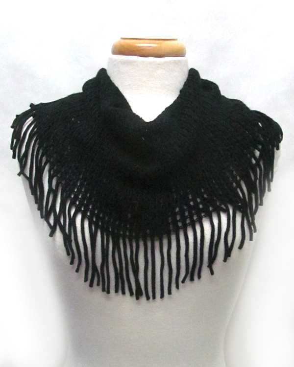 Fringe with tassel drop infinity scarf