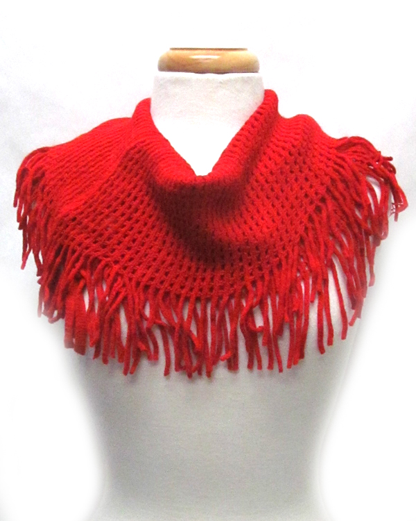 Fringe with tassel drop infinity scarf