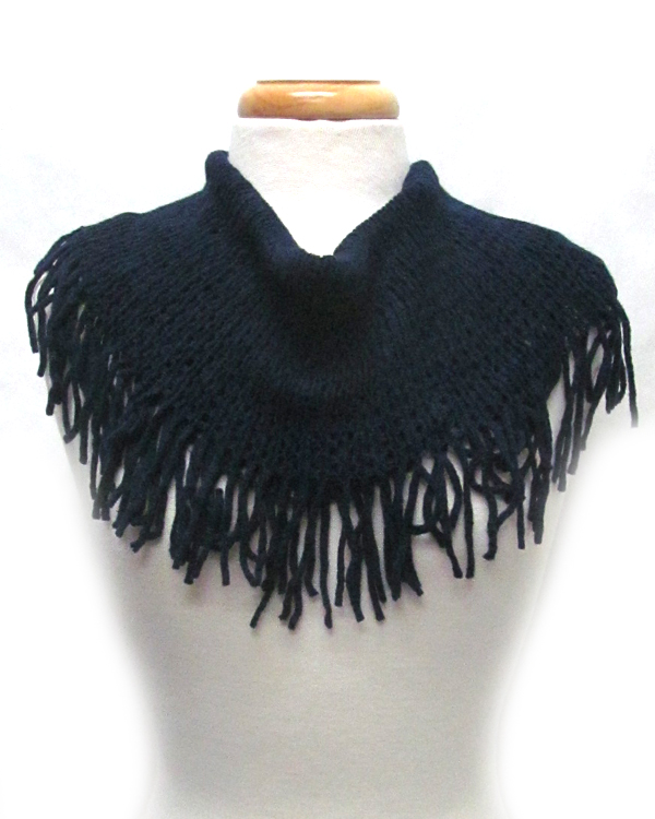 Fringe with tassel drop infinity scarf