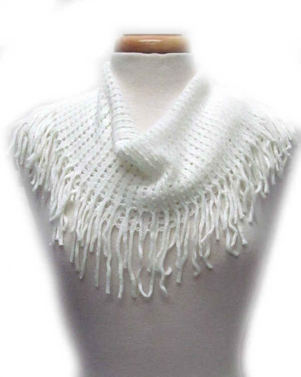 Fringe with tassel drop infinity scarf