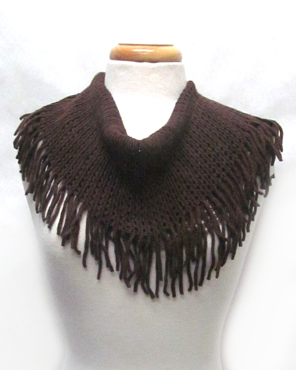 Fringe with tassel drop infinity scarf