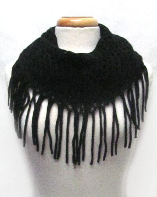 Fringe with tassel drop infinity scarf
