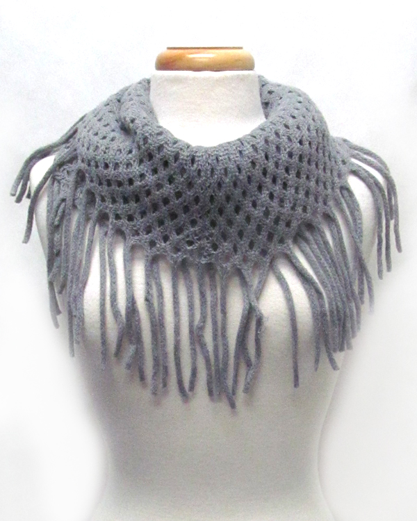 Fringe with tassel drop infinity scarf