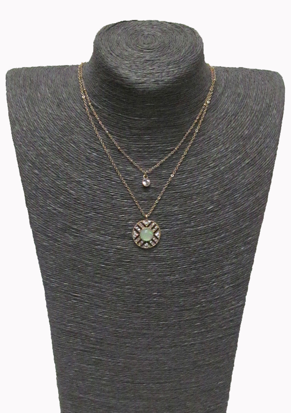 2 layer cgarm drop necklace set 