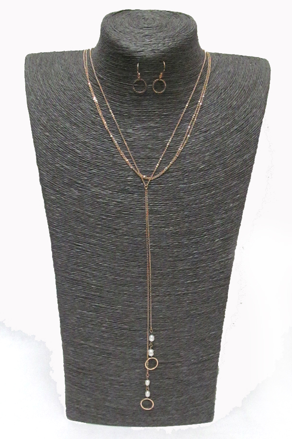 2 layer pearl drop necklace set