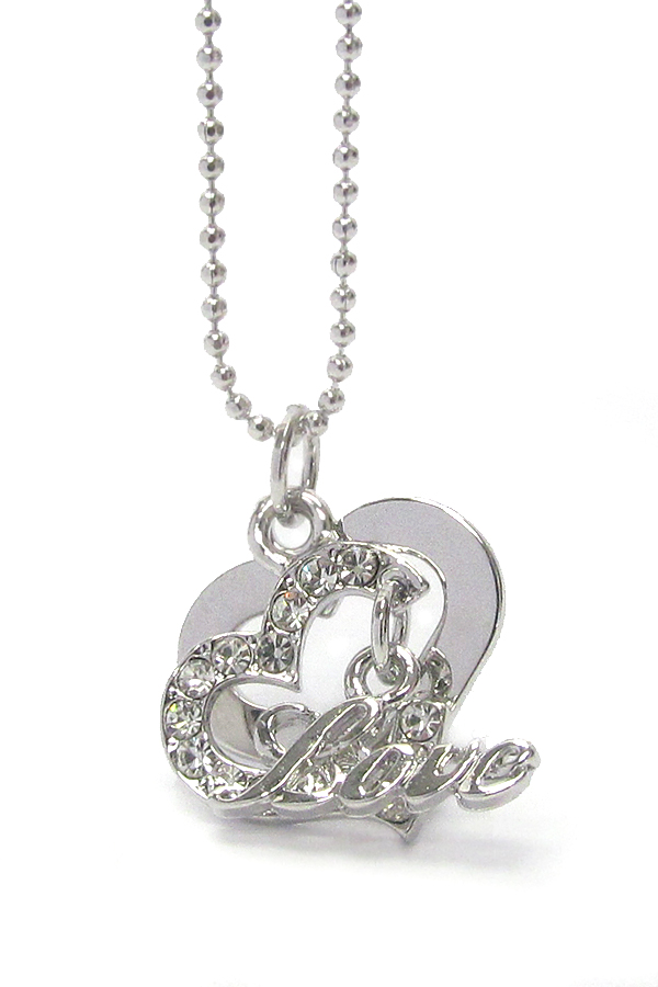 Made in korea whitegold plating crystal heart  pendant necklace