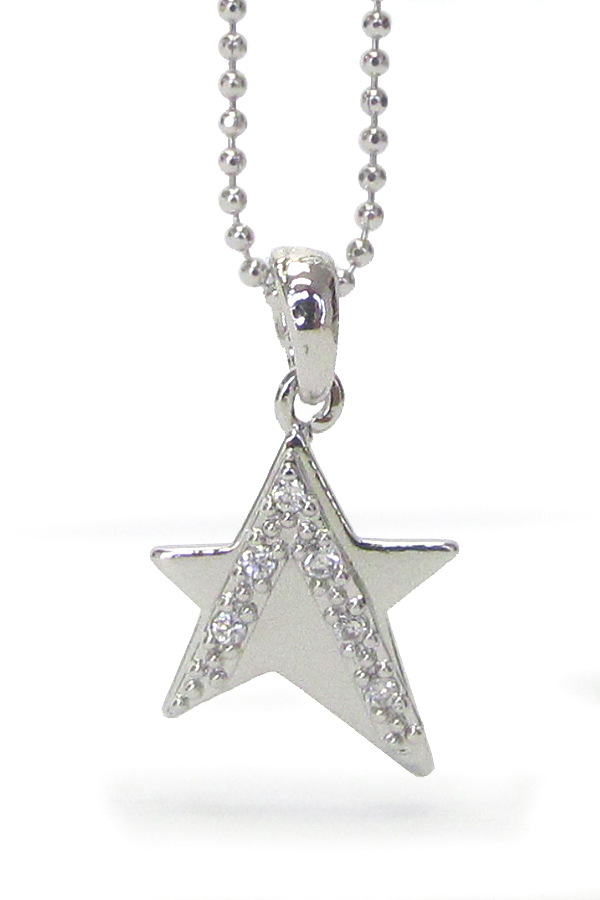 WHITEGOLD PLATING CRYSTAL STAR PENDANT NECKLACE