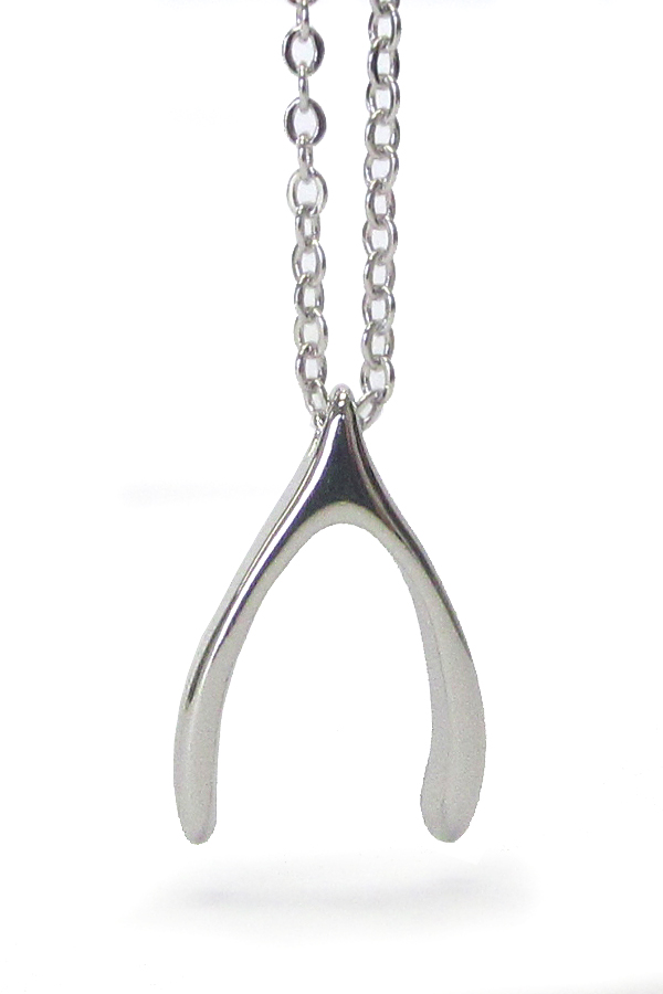 Made in korea whitegold plating  wishbone  pendant necklace