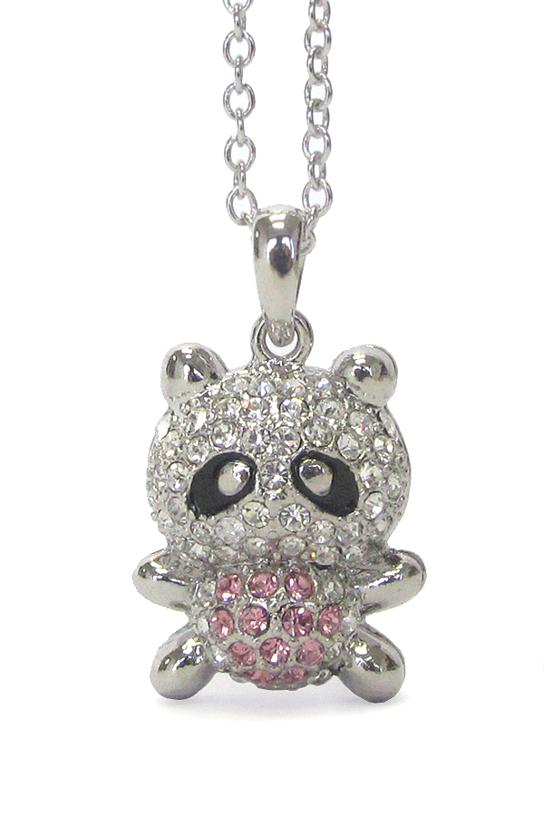 WHITEGOLD PLATING RACCOON PENDANT NECKLACE