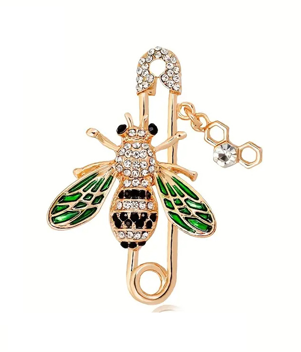 Rhinestone bee brooch
