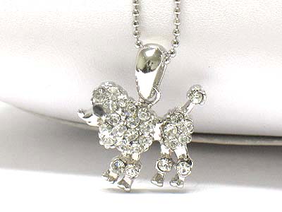 Made in korea whitegold plating crystal poodle puppy necklace