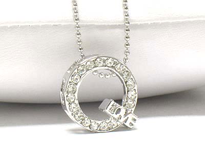 Made in korea whitegold plating crystal love q necklace