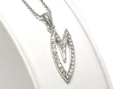 Made in korea whitegold plating crystal sharp heart necklace