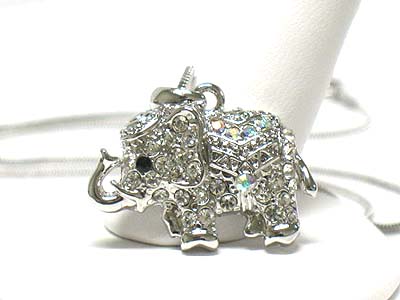 Made in korea whitegold plating crystal elephant necklace