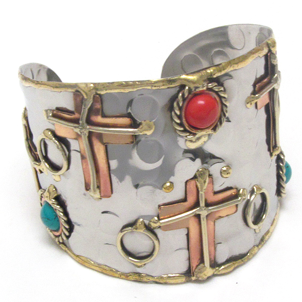 Handmade metal art bangle bracelet - 100% brass