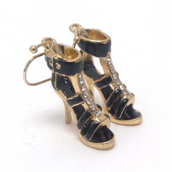 Premier electro plating crystal and epoxy deco women high heel earring
