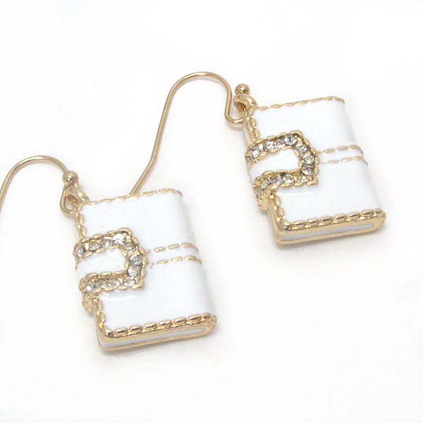 Premier electro plating crystal and epoxy deco handbag earring