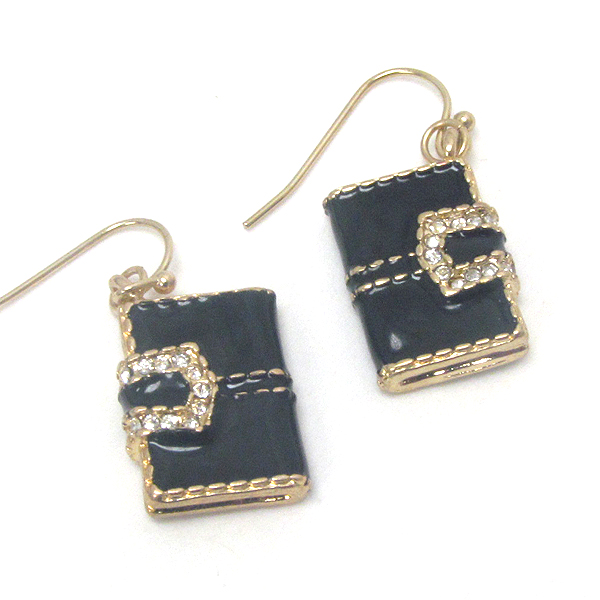 Premier electro plating crystal and epoxy deco handbag earring