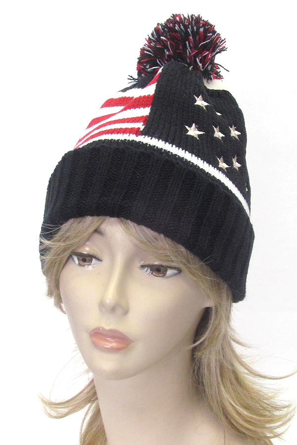American flag beanie hat