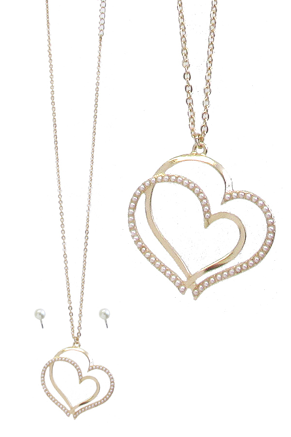 DOUBLE HEART PENDANT NECKLACE SET -valentine