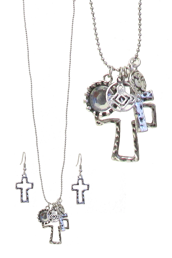 Religious inspiration multi charm necklace set