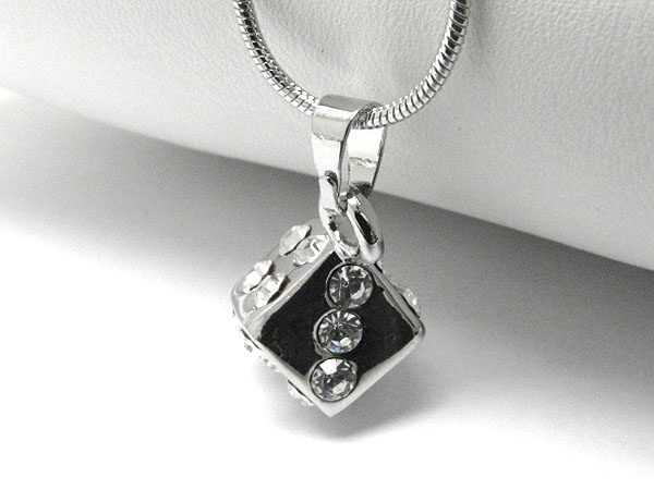 Crystal stud small dice pendant necklace