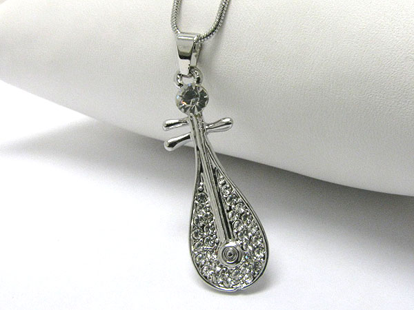 Crystal stud music instrument pendant necklace