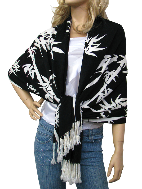 Extra wide bamboo soft and wool pashmina shawl