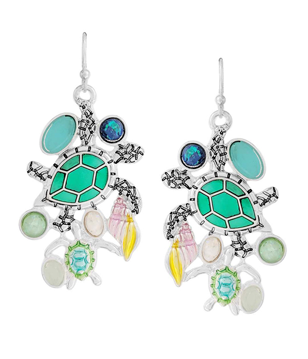 SEALIFE THEME EPOXY TURTLE EARRING